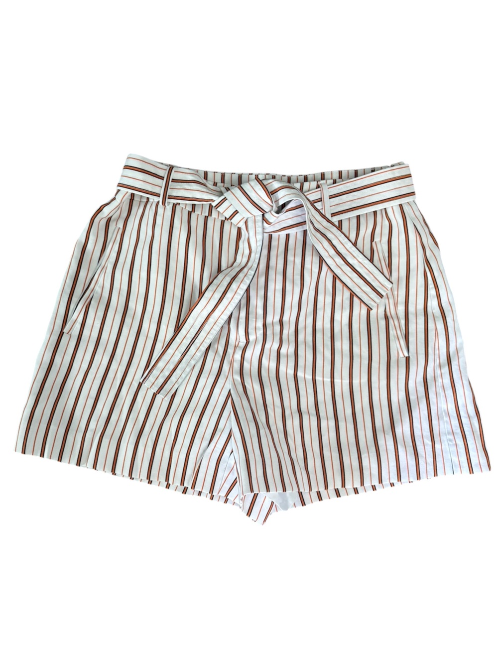 Nine West White Shorts with Red/Black Stripe Tie Waist
